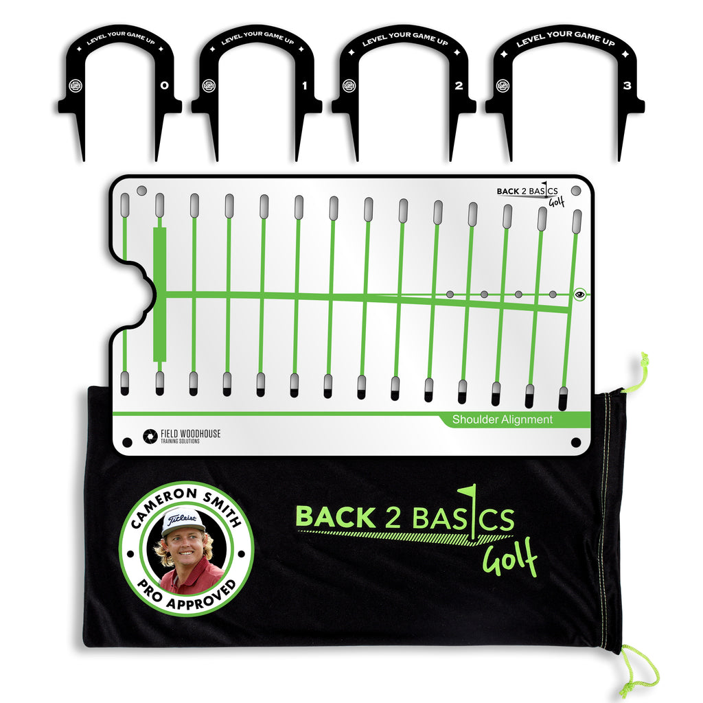 Pro Path Putting Mirror with its 4 gates and pouch on a white background