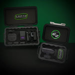 Capto wireless set with cases on a dark background
