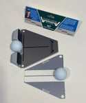 Flight Deck Putting Tour Kit and Duo Mirror laid flat on a white surface beside the branded retail packaging card