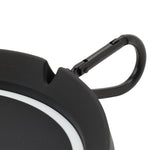 Close up shot of the carabiner of the bag tag