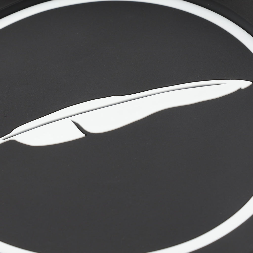 Close up shot of the Fourteen feather of the bag tag