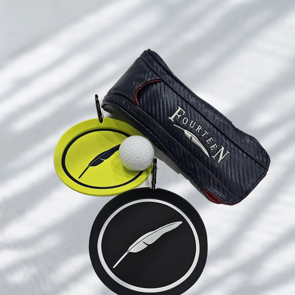 Fourteen bag tags in lime green adnd black and white