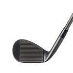 Angled close-up of the Fourteen FR-5 Diamond Black Satin Wedge face and hosel on white background, highlighting the precision milled grooves and dark finish detail