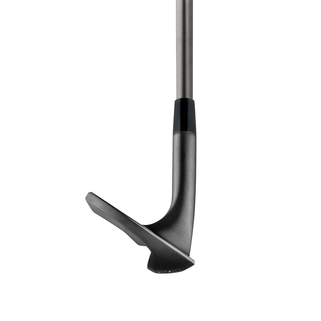 Fourteen FR-5 Diamond Black Satin Wedge sole and hosel view on white background showing the dark gunmetal finish and wide sole profile