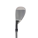 Fourteen FRZ smoky black wedge front face view showing precise vertical milled grooves across full brushed gunmetal head with compact blade profile, on white background
