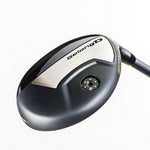 Fourteen GelongD UX-002 hybrid top-down view showing matte black crown with brushed silver GelongD branded insert, adjustable hosel weight screw with alignment dots, and graphite shaft on white background
