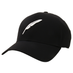 Fourteen Golf cap in black showing front view with embossed feather logo on the crown