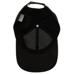 Fourteen Golf cap in black showing underside of brim with interior sweatband detail