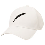 Fourteen Golf cap in white showing front view with embossed feather logo on the crown