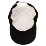 Fourteen Golf cap in white showing underside of brim with interior sweatband and black contrast detail