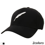 A black golf cap with a white logo on the front.