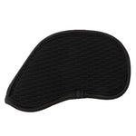 Fourteen Golf black neoprene iron head cover displayed flat on white background showing honeycomb quilted texture and overlock stitched border