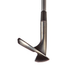 Fourteen RMa Gun Black wedge sole and hosel view showing dark brushed gunmetal finish, wide cambered sole design, and matching dark ferrule on white background
