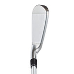 Fourteen TB-M iron front face view showing full polished chrome blade profile with vertical milled groove pattern, compact muscle back design, and smooth hosel-to-shaft transition on white background