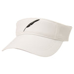 Fourteen Golf sun visor in white showing front view with embossed feather logo