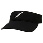 Fourteen Golf sun visor in black showing front view with embossed feather logo