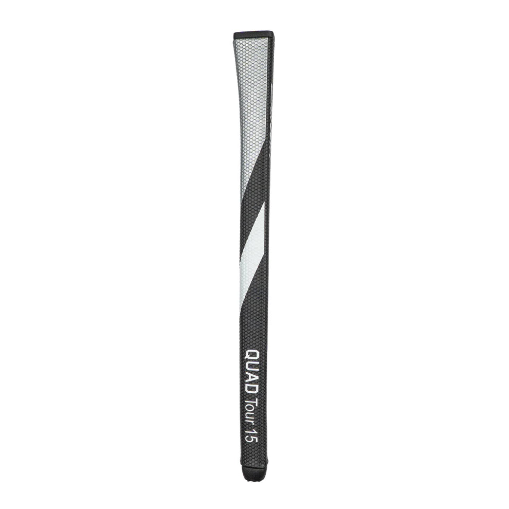 Garsen Quad Tour Pistol Pro 15 inch NTS Putter Grip angled view black white chevron