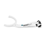 White tool with black accents on a white background