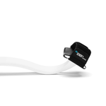 Black wrist support with white strap on a white background