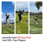 Tour professionals practising with the TRS Ball golf training aid to develop better swing connection and consistency