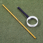 Yellow aluminum rod and the Swing Eye on a green grass background