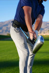 The PLANEMATE golf training aid in use golfer address position close up