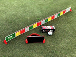 EyeLine Golf SloMo Screen in use on the green with smartphone holder capturing ground-level slow-motion video of ball roll