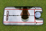 Eyeline Putting Alignment Mirror with a golfer's reflection 