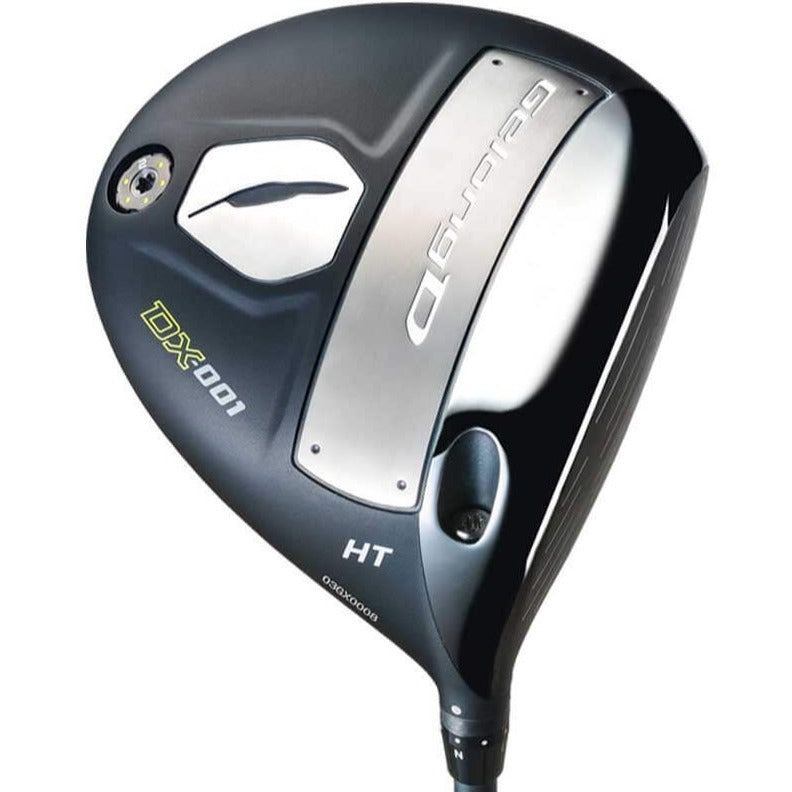 A black and silver GelongD DX-001 driver golf club with a carbon shaft.