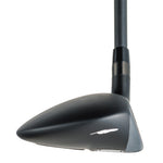 Fourteen GelongD FX-002 fairway wood showing toe-side profile with full shaft and dark matte finish on white background