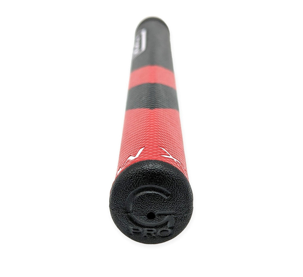 Garsen Max Putter Grip cap end view red black rubber end cap