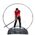PlaneSWING Training System with PowerSLIDER front view golfer swinging in circular frame