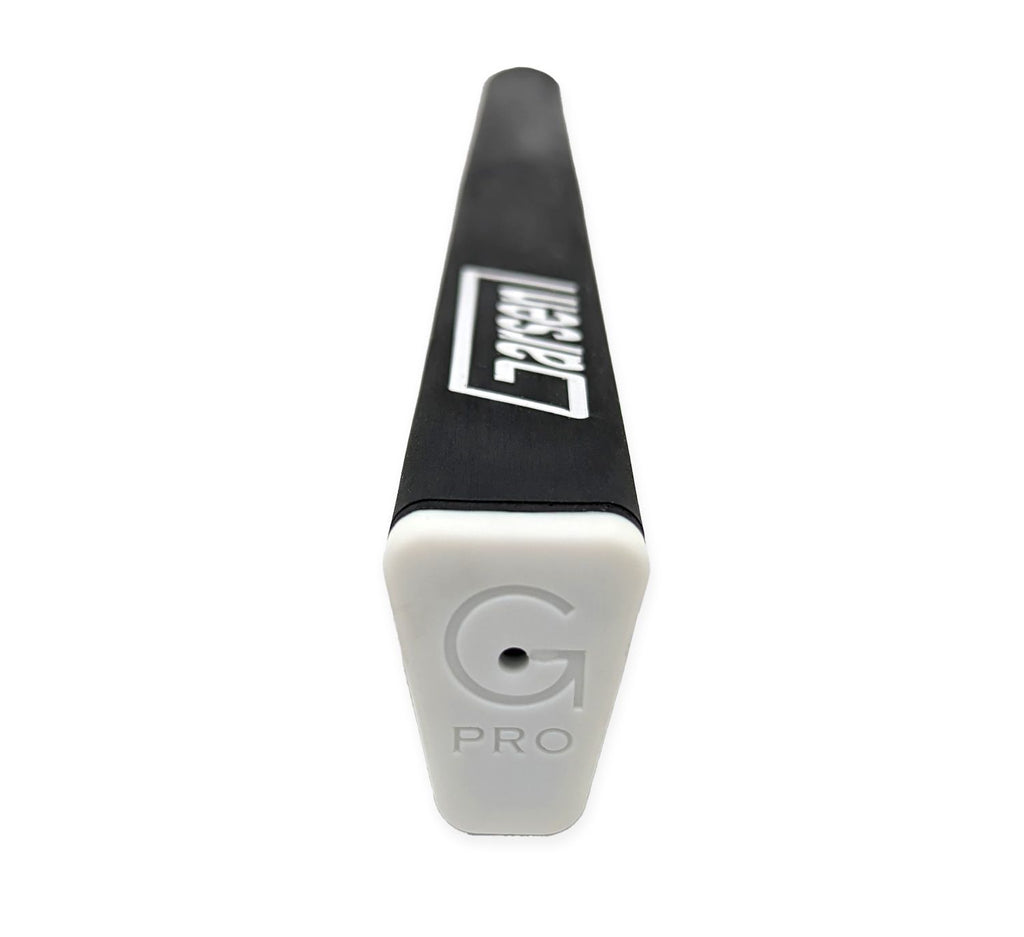 Garsen Quad Tour TPE RG Putter Grip cap end view black rubber top with logo